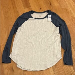 American Eagle Outfitters Blue and White Top